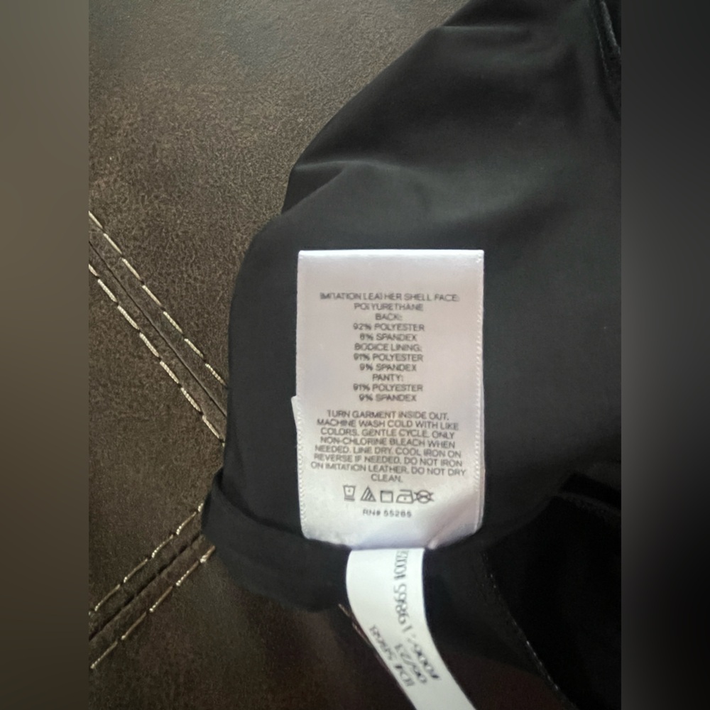 Express Black Faux Leather Body Contour Body Suit - Picture 5 of 8